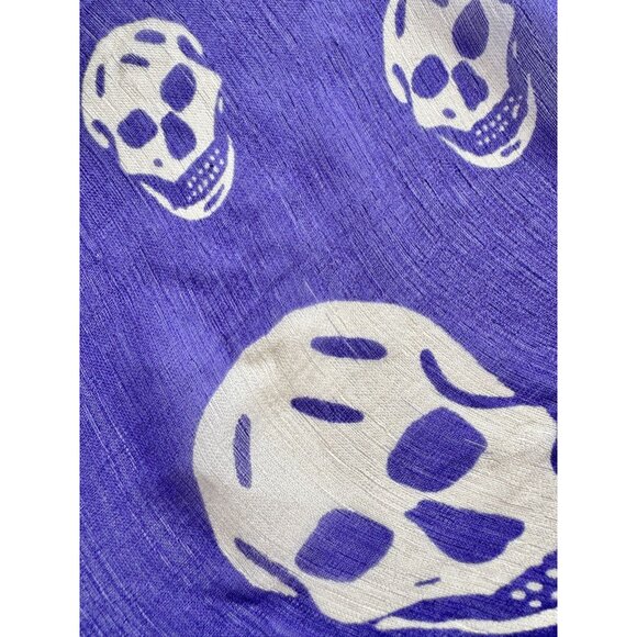 ALEXANDER MCQUEEN Skull Motif Purple Silk Chiffon Large Square Scarf - Picture 12 of 15